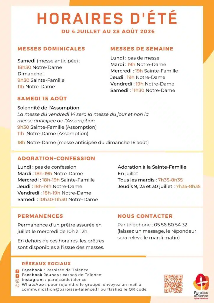 horaires ete 2026